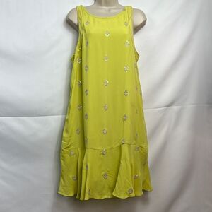 Antrhropologie Liefnotes Chartreuse Sequins dress size 4 EUC